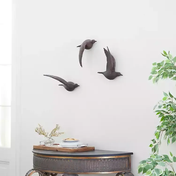Kirklands Home Wall Plaques|Flying Birds Wall Sculptures, Set of 3 Brown