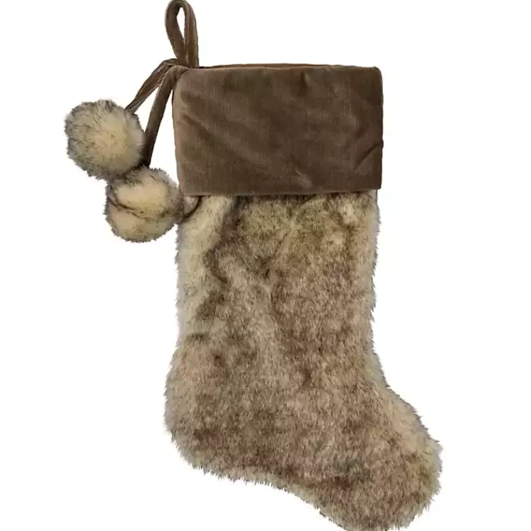 Hot Fur and Corduroy Pom Stocking Christmas Stockings & Stocking Holders