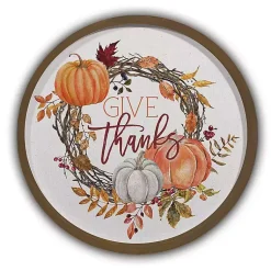 Outlet Give Thanks Pumpkin Wreath Wall Plaque Fall