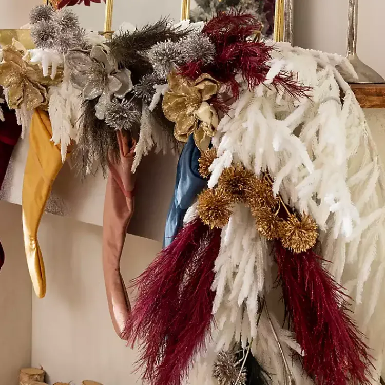 Discount Glittered Pampas Stems, Set of 2 Christmas Arrangements & Garland