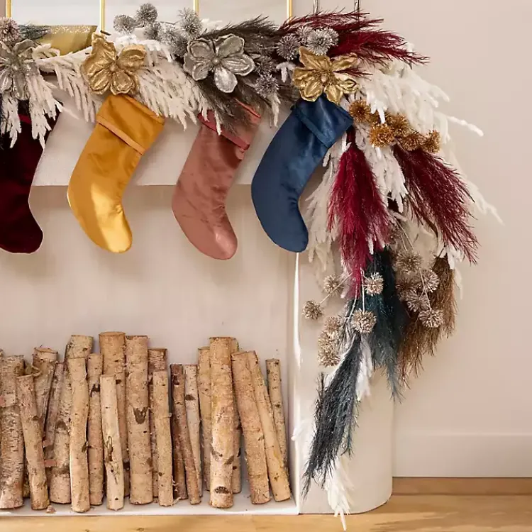 Discount Glittered Pampas Stems, Set of 2 Christmas Arrangements & Garland