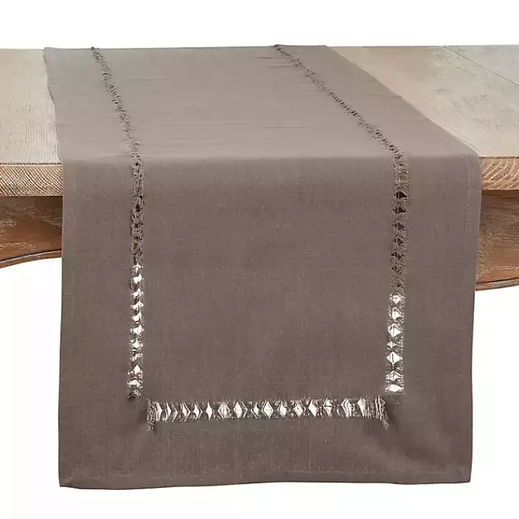 Kirklands Home Table Linens|Hemstitch Table Runner Brown