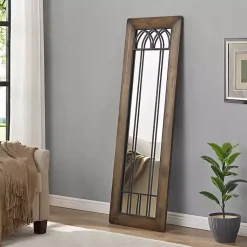 Kirklands Home Decorative Mirrors|Brown Larissa Arched Window Leaning Mirror