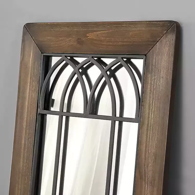 Kirklands Home Decorative Mirrors|Brown Larissa Arched Window Leaning Mirror