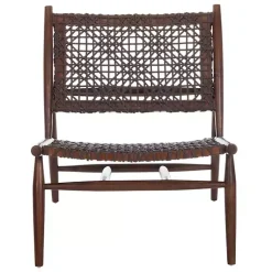 Kirklands Home Accent Chairs|Leather Woven Accent Chair Brown