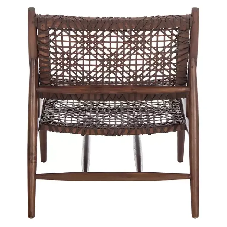 Kirklands Home Accent Chairs|Leather Woven Accent Chair Brown
