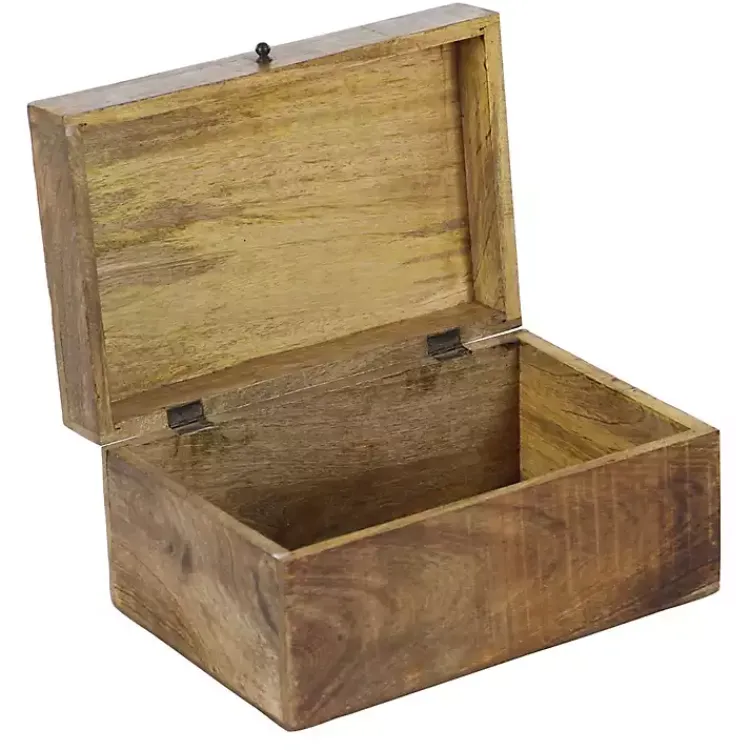 Discount Mango Wood Carved Boxes, Set of 3 Baskets & Boxes