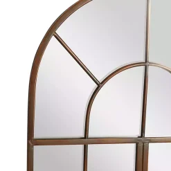Kirklands Home Decorative Mirrors|Metal Arch Frame Windowpane Wall Mirror Brown