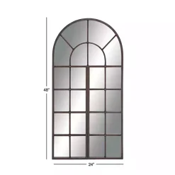 Kirklands Home Decorative Mirrors|Metal Arch Frame Windowpane Wall Mirror Brown