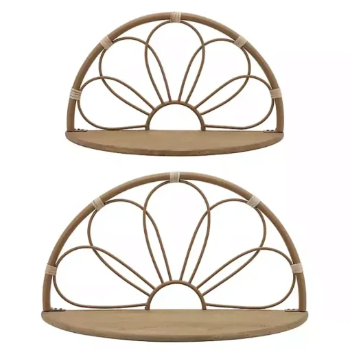 Kirklands Home Shelves|Brown Metal Arched Flower Wall Shelves, Set of 2