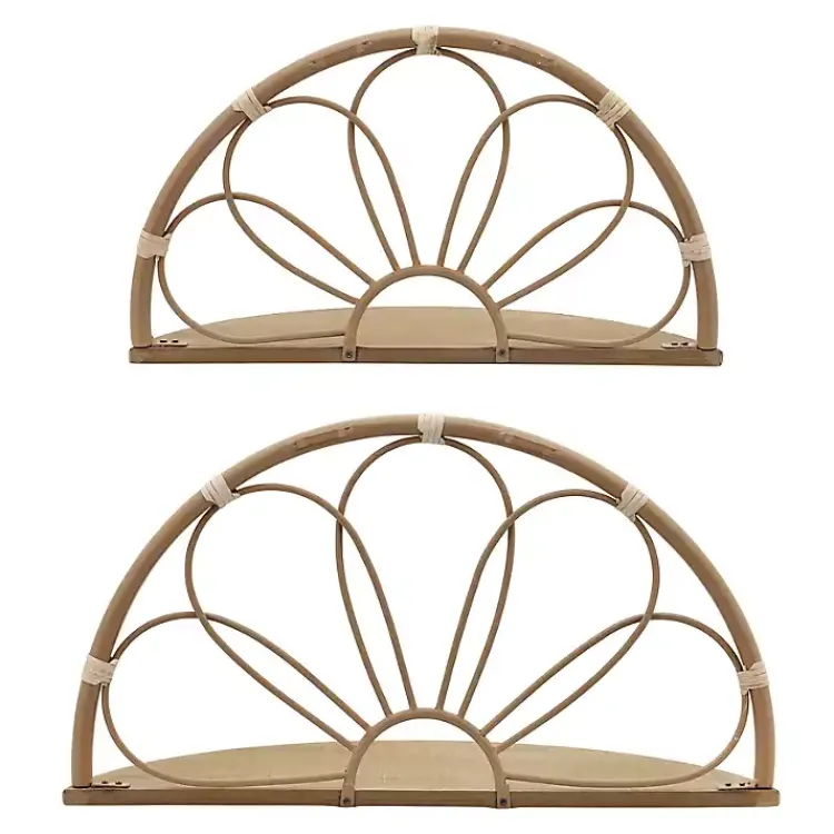 Kirklands Home Shelves|Brown Metal Arched Flower Wall Shelves, Set of 2