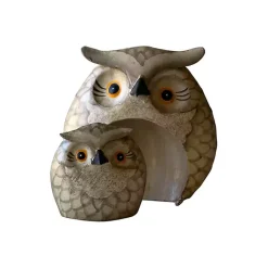 Metal Nesting Owl Figurines, Set of 2 Statues & Figurines