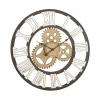 Kirklands Home Clocks|Brown Metal Open Face Gold Gears Wall Clock
