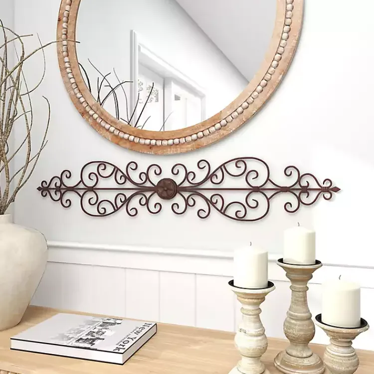 Kirklands Home Wall Plaques|Metal Scroll Panel Wall Plaque Brown