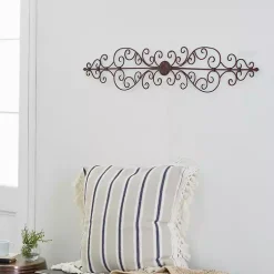 Kirklands Home Wall Plaques|Metal Scroll Panel Wall Plaque Brown