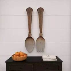 Kirklands Home Wall Plaques|Metal Utensils Wall Plaques, Set of 2 Brown