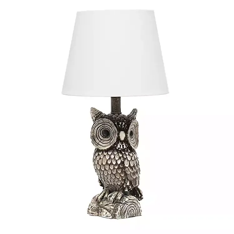Kirklands Home Table Lamps|Brown Owl and Shade Table Lamp White