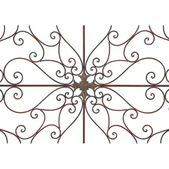 Kirklands Home Wall Plaques|Patina Metal Floral Crest Wall Plaque Brown