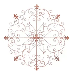 Kirklands Home Wall Plaques|Patina Metal Floral Crest Wall Plaque Brown