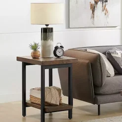 Kirklands Home Accent & End Tables|Pine Wood and Metal Accent Table Brown