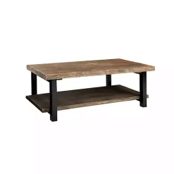Kirklands Home Coffee Tables|Pine Wood and Metal Coffee Table Brown