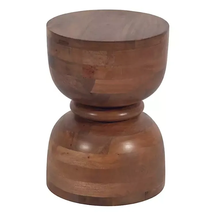 Kirklands Home Accent & End Tables|Polished Wood Hourglass Accent Table Brown
