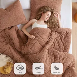 Kirklands Home Comforters|Quilted Teddy 2-pc. Twin Comforter Set Brown