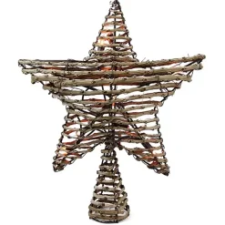 New Rattan Star Pre-Lit LED Tree Topper Christmas Tree Decorations