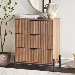 Kirklands Home Dressers & Chests|Reeded 3-Drawer Dresser Brown
