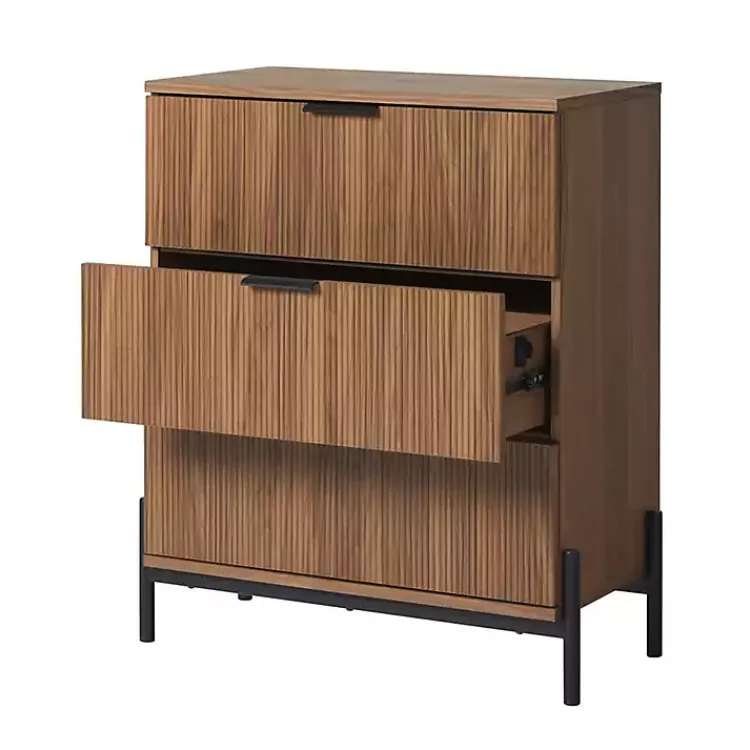 Kirklands Home Dressers & Chests|Reeded 3-Drawer Dresser Brown