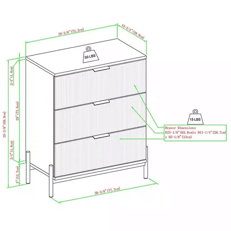 Kirklands Home Dressers & Chests|Reeded 3-Drawer Dresser Brown