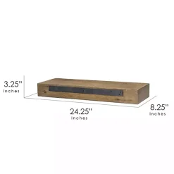 Kirklands Home Shelves|Brown Rustic Floating Wooden Shelf
