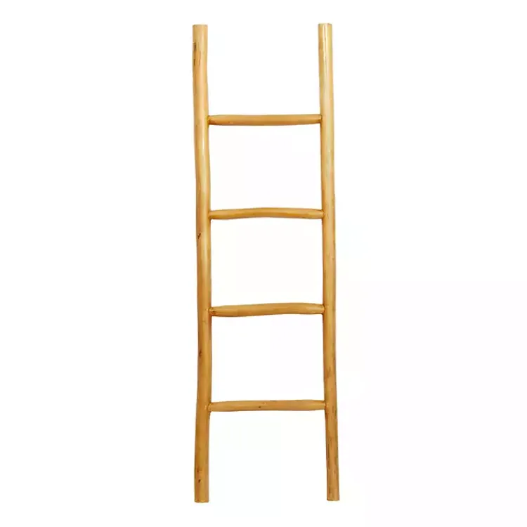 Sale Teak Wood Leaning Ladder Decorative Accents