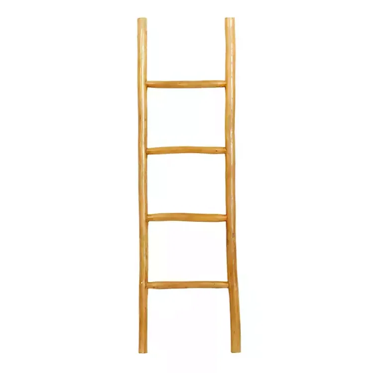 Sale Teak Wood Leaning Ladder Decorative Accents
