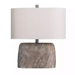 Kirklands Home Table Lamps|Brown Textured Oval Shade Table Lamp Ivory