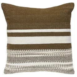 Outlet Brown Transitional Stripe Pillow Pillows