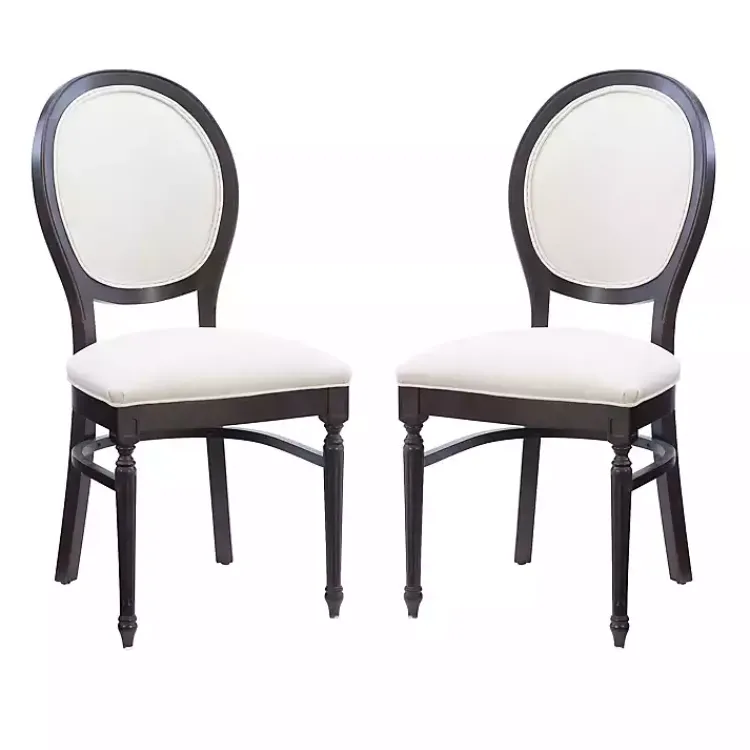 Kirklands Home Dining Chairs|Brown Upholstered Oval Dining Chairs, Set of 2 White