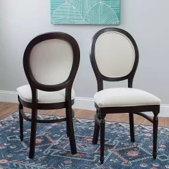 Kirklands Home Dining Chairs|Brown Upholstered Oval Dining Chairs, Set of 2 White