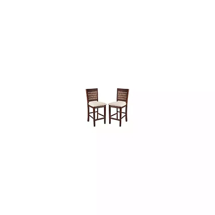 Kirklands Home Bar Stools & Counter Height Stools|Brown Wilbur Cane Back Counter Stools, Set of 2