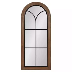 Kirklands Home Decorative Mirrors|Windowpane Arch Geoffrey Mirror Brown