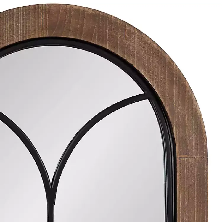 Kirklands Home Decorative Mirrors|Windowpane Arch Geoffrey Mirror Brown