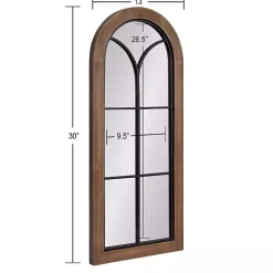 Kirklands Home Decorative Mirrors|Windowpane Arch Geoffrey Mirror Brown
