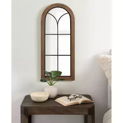 Kirklands Home Decorative Mirrors|Windowpane Arch Geoffrey Mirror Brown