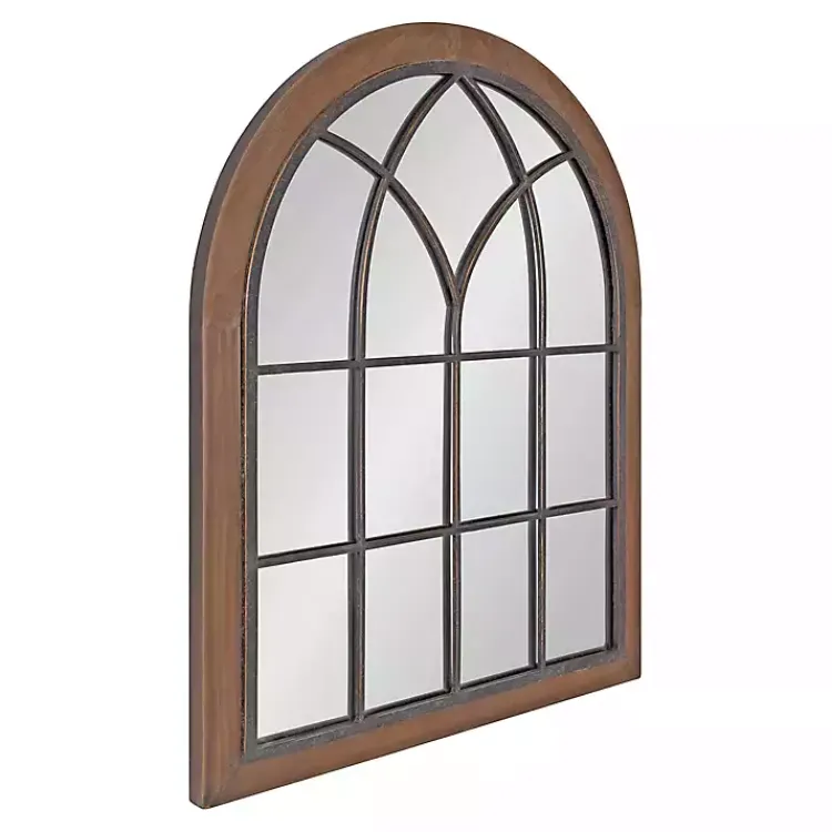 Kirklands Home Decorative Mirrors|Windowpane Arch Nala Mirror Brown