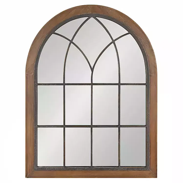 Kirklands Home Decorative Mirrors|Windowpane Arch Nala Mirror Brown