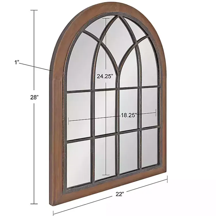 Kirklands Home Decorative Mirrors|Windowpane Arch Nala Mirror Brown