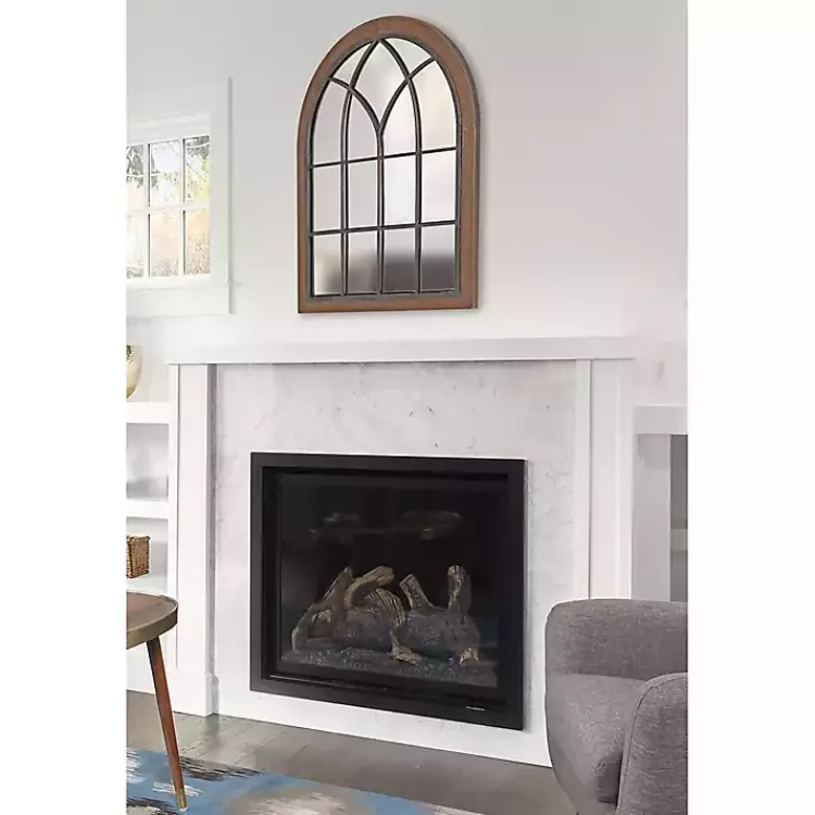 Kirklands Home Decorative Mirrors|Windowpane Arch Nala Mirror Brown