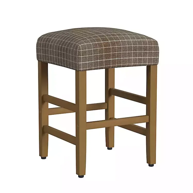 Kirklands Home Bar Stools & Counter Height Stools|Windowpane Upholstered Counter Stool Brown