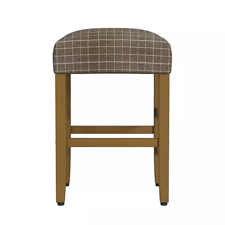 Kirklands Home Bar Stools & Counter Height Stools|Windowpane Upholstered Counter Stool Brown