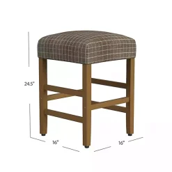 Kirklands Home Bar Stools & Counter Height Stools|Windowpane Upholstered Counter Stool Brown